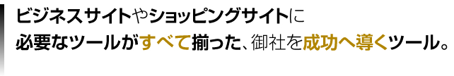 ショッピングサイトやビジネスサイトに必要なツールがすべて揃った、御社を成功へ導くツール。